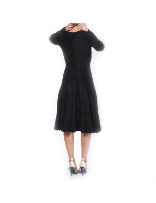 Robe ALAIA T 40 en velours stretch noir 