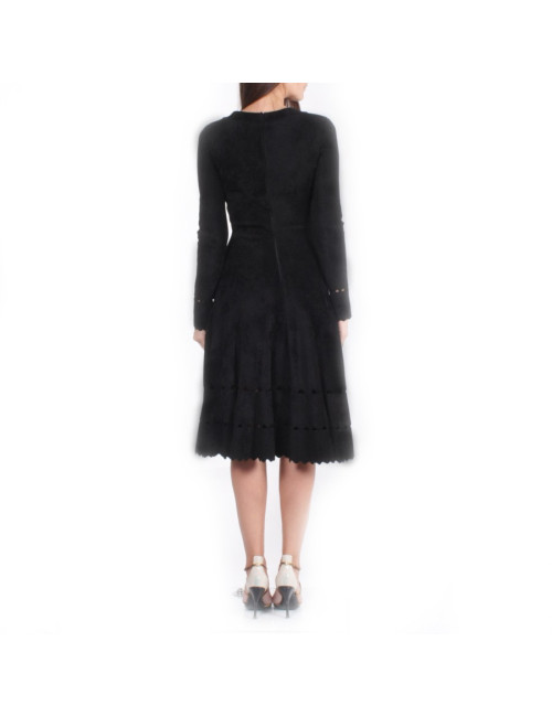 Robe ALAIA T 40 en velours stretch noir 