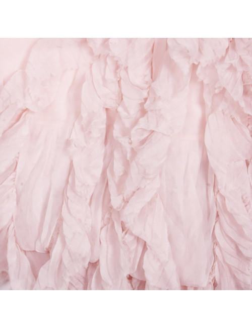 Ensemble CHANEL T 38 tweed rose et jupe en voile de soie