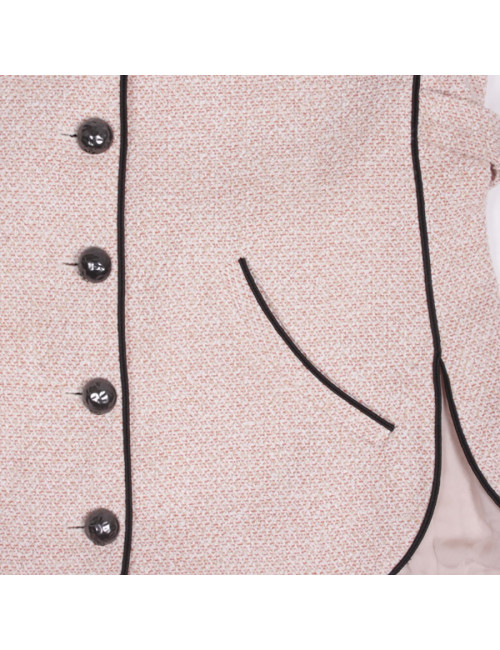 Ensemble CHANEL T 38 tweed rose et jupe en voile de soie