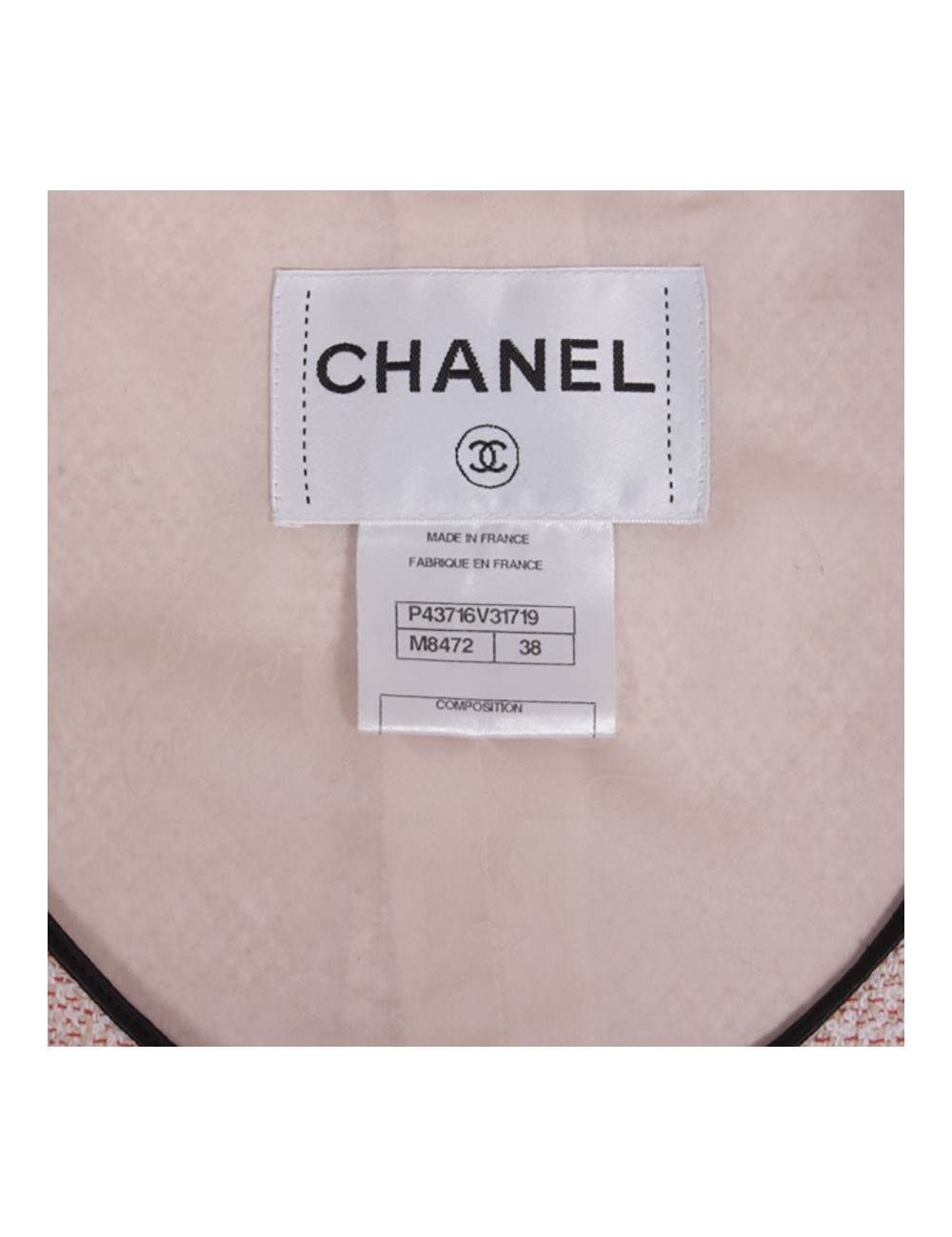 Ensemble CHANEL T 38 tweed rose et jupe en voile de soie