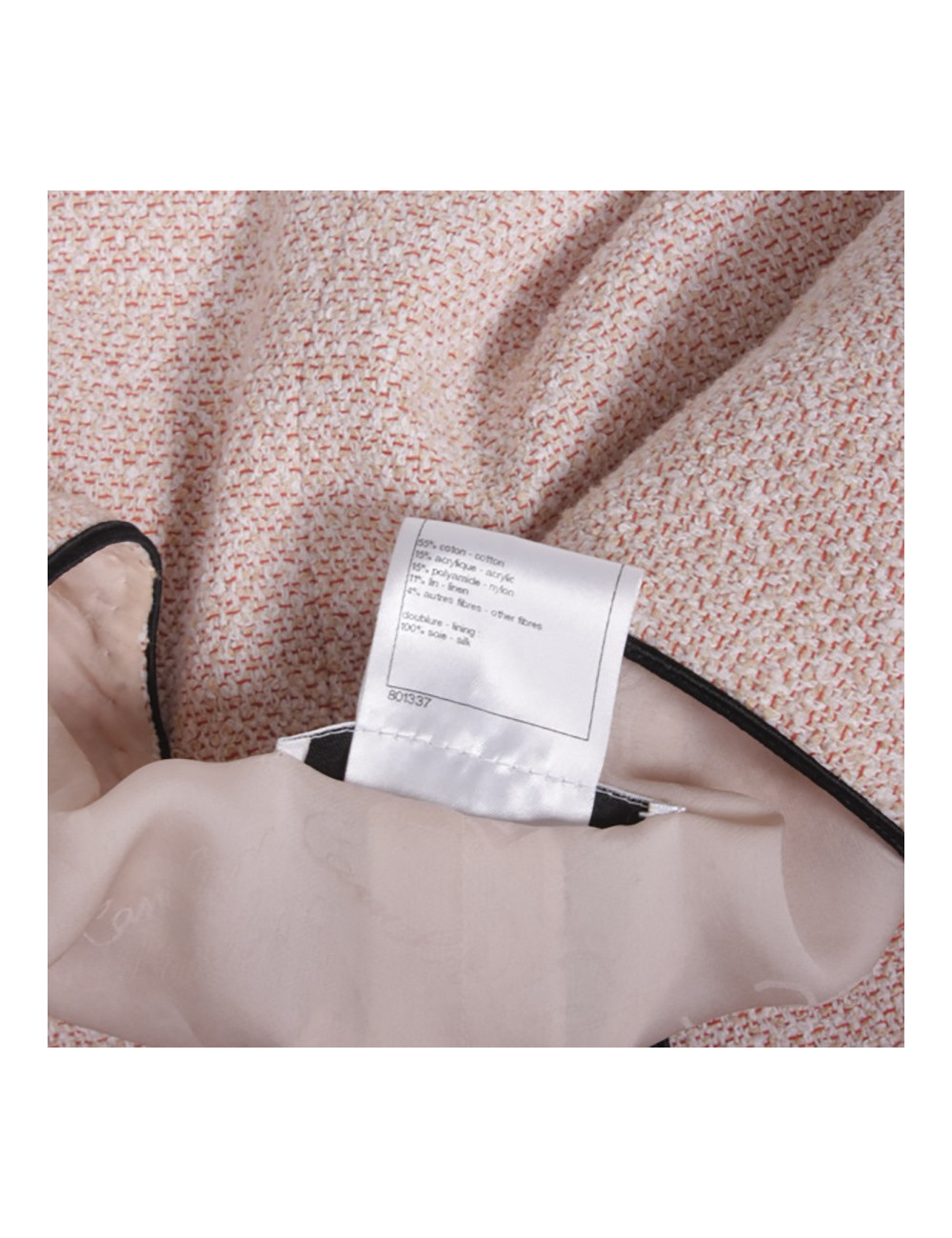 Ensemble CHANEL T 38 tweed rose et jupe en voile de soie