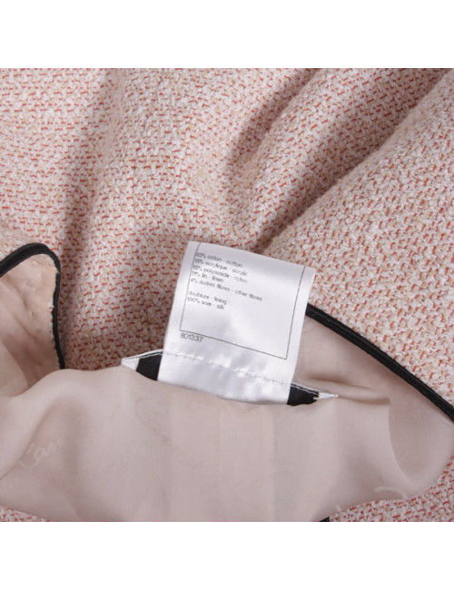 Ensemble CHANEL T 38 tweed rose et jupe en voile de soie