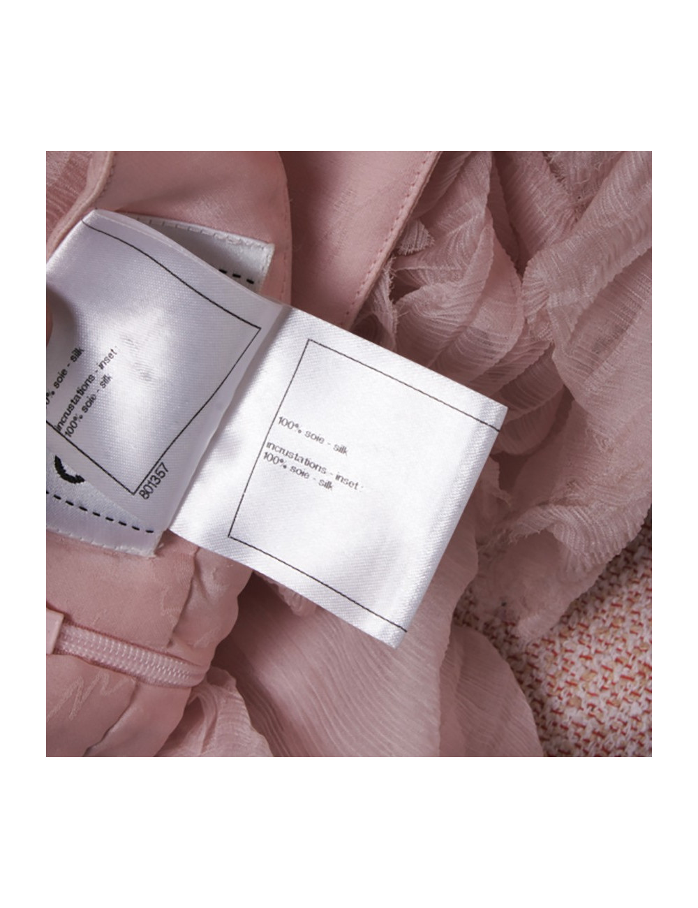 Ensemble CHANEL T 38 tweed rose et jupe en voile de soie