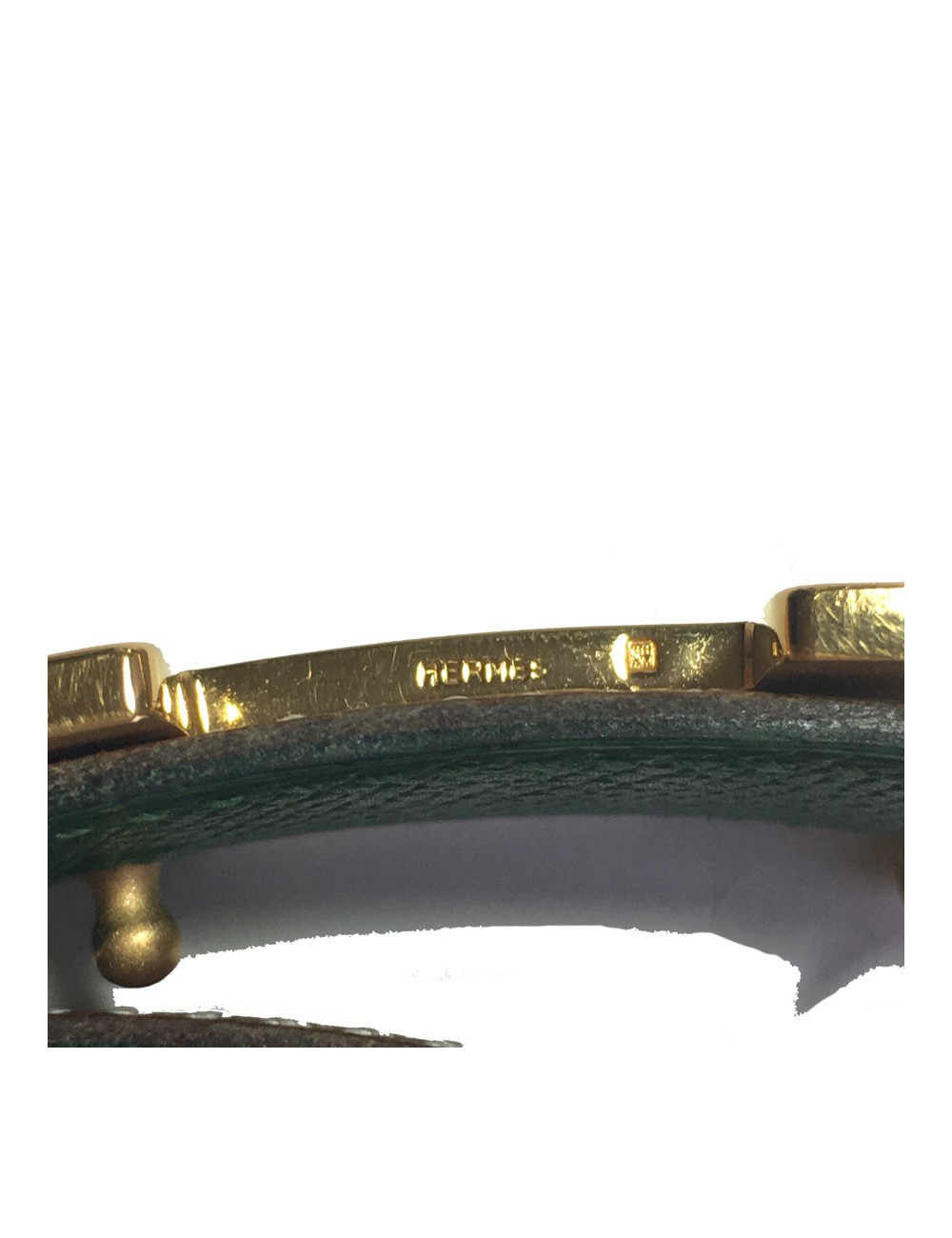 xxx Ceinture HERMÈS réversible en cuir grainé marron et vert Taille 70