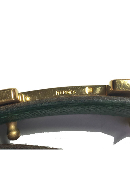 xxx Ceinture HERMÈS réversible en cuir grainé marron et vert Taille 70