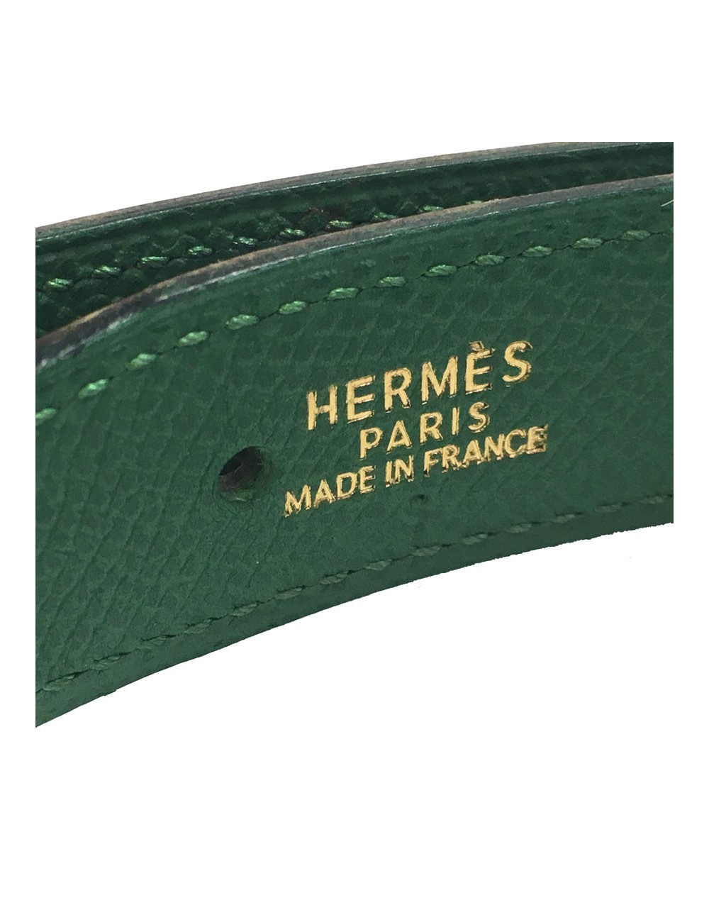 xxx Ceinture HERMÈS réversible en cuir grainé marron et vert Taille 70