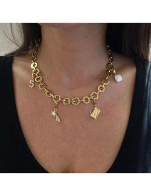 CHANEL yellow gold necklace and charms