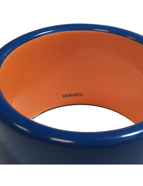 HERMES cufflinks in blue and orange lacquered wood