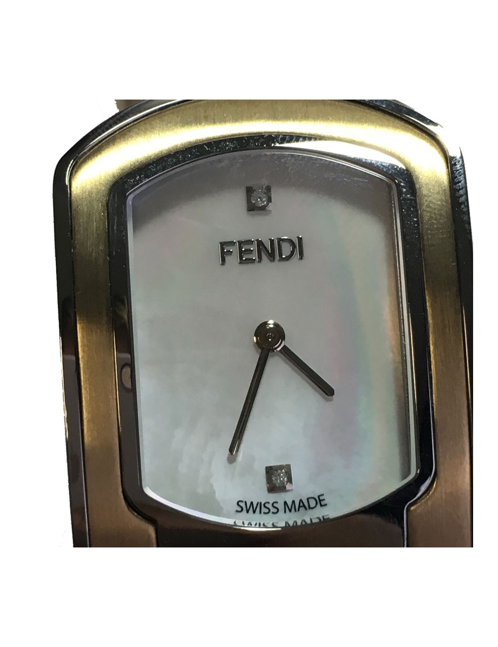 Montre FENDI collection Caméléon en cuir noir et métal doré