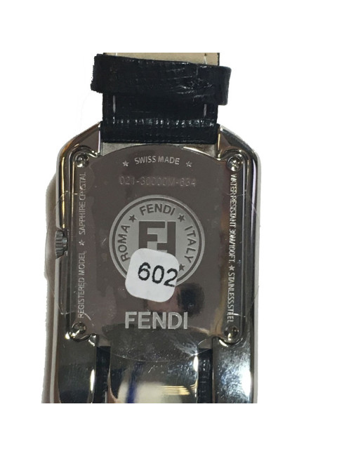 Montre FENDI collection Caméléon en cuir noir et métal doré