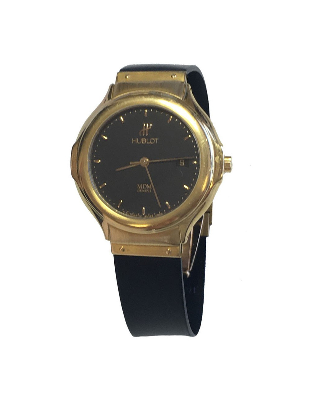 xxx Montre HUBLOT MDM automatique en or et cuir noir