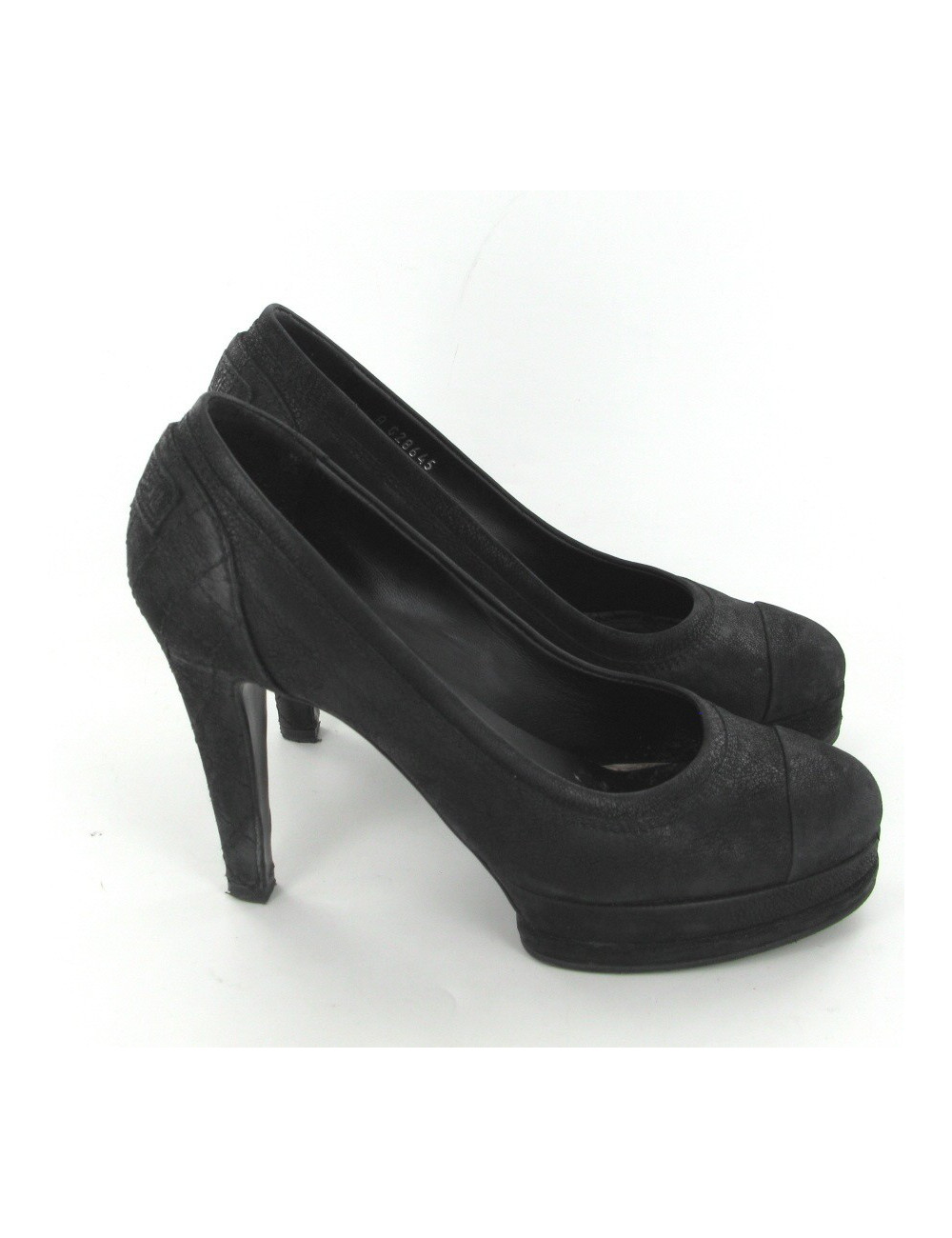 Escarpins cuir noir mâte T37 CHANEL