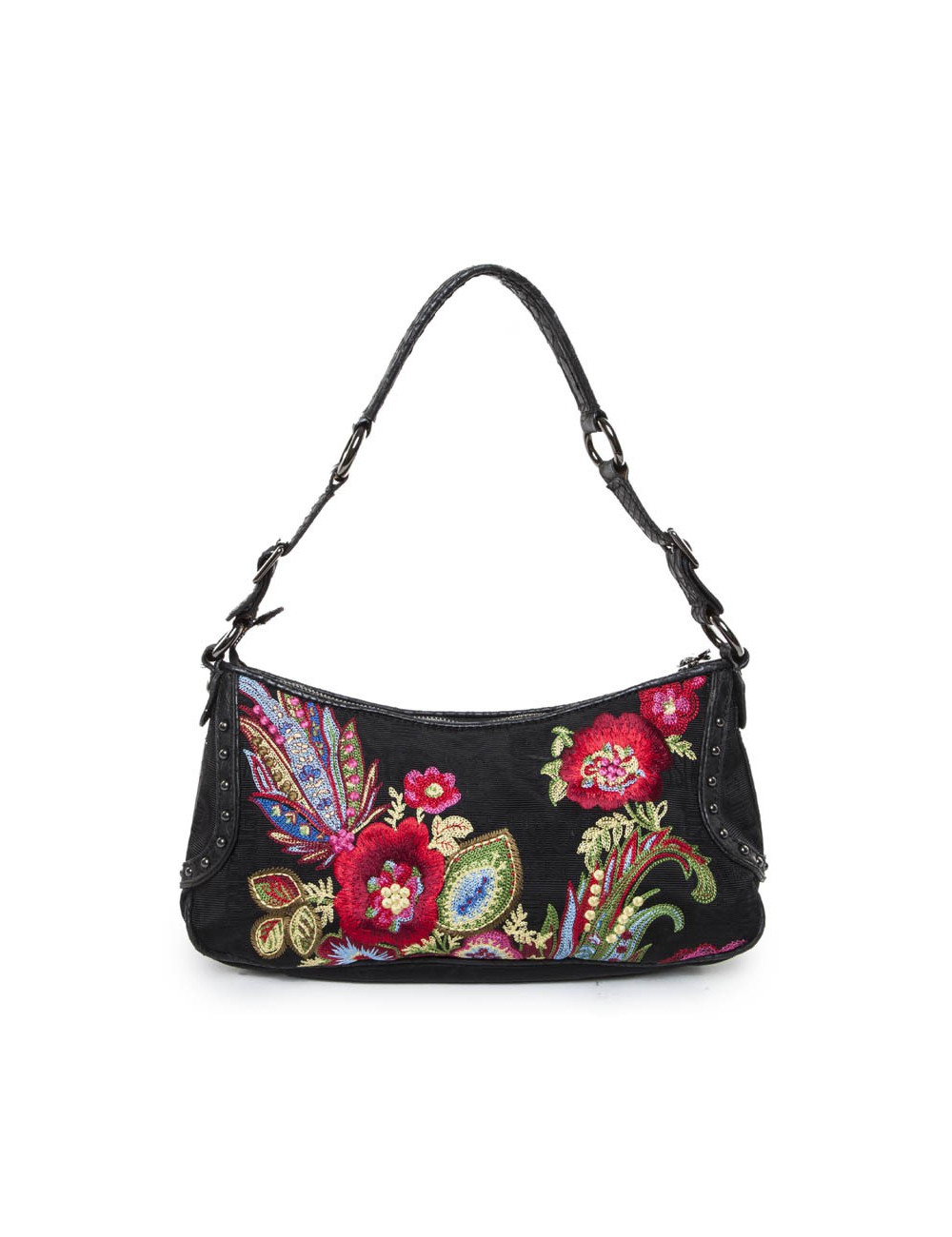 Bag Just CAVALLI multicolor flowers embroidery
