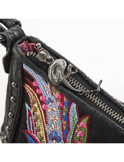 Bag Just CAVALLI multicolor flowers embroidery