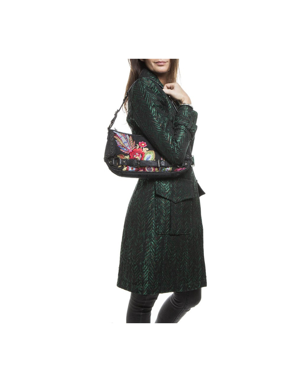 Bag Just CAVALLI multicolor flowers embroidery