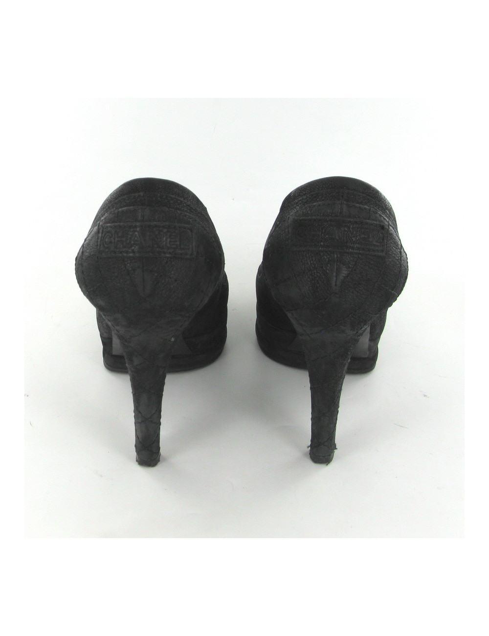 Escarpins cuir noir mâte T37 CHANEL