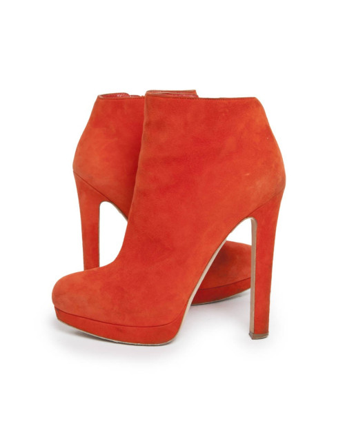 Boots ALEXANDER Mc QUEEN T 37 veau velours orange