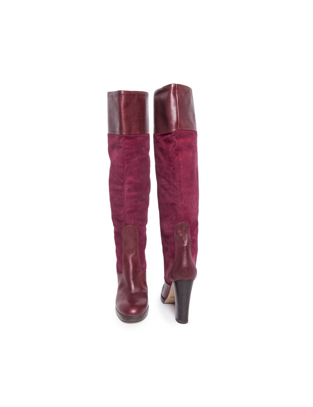 Bottes CHLOE T 36.5 veau velours cerise