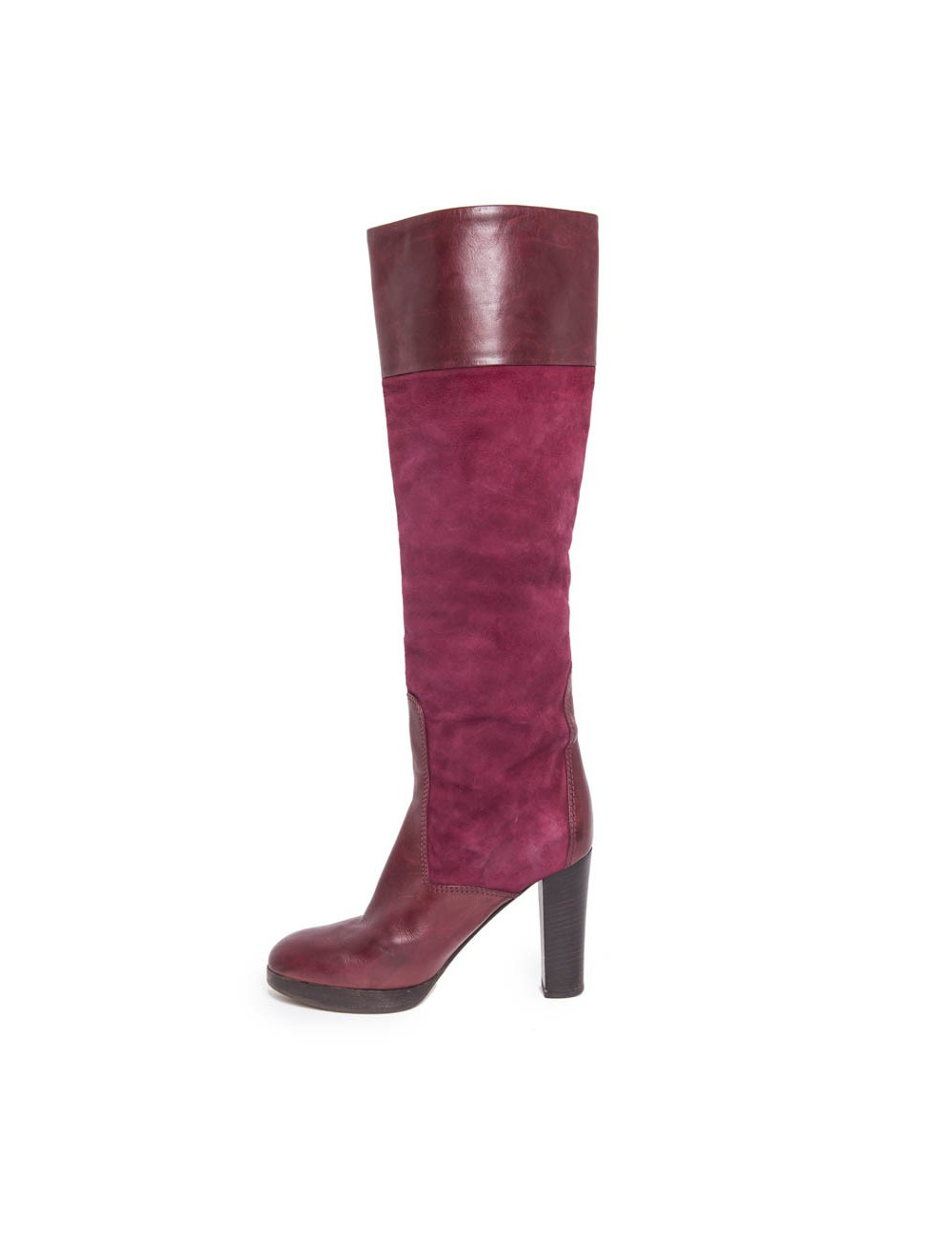 Bottes CHLOE T 36.5 veau velours cerise