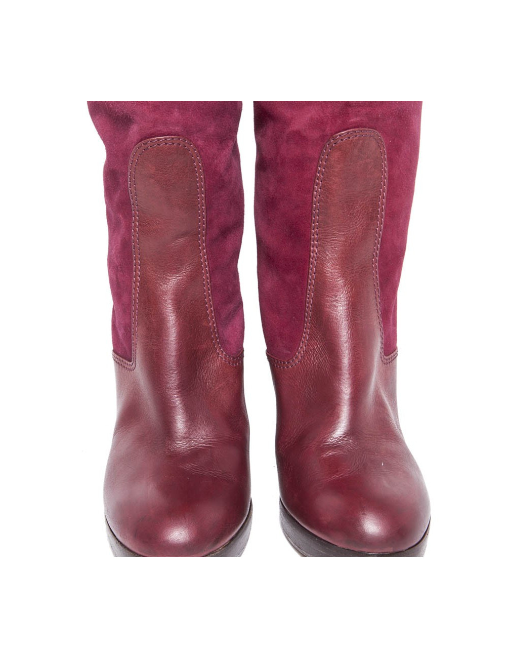 Bottes CHLOE T 36.5 veau velours cerise