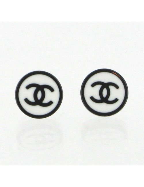 Clous d'oreilles noir et blanc CHANEL