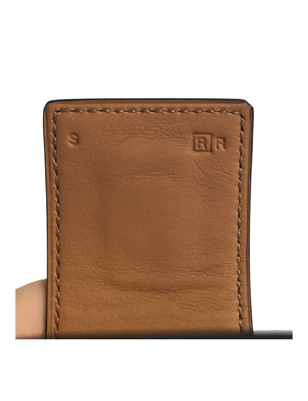 Manchette MEDOR HERMES en cuir box veau noir et bijouterie laiton plaqué or