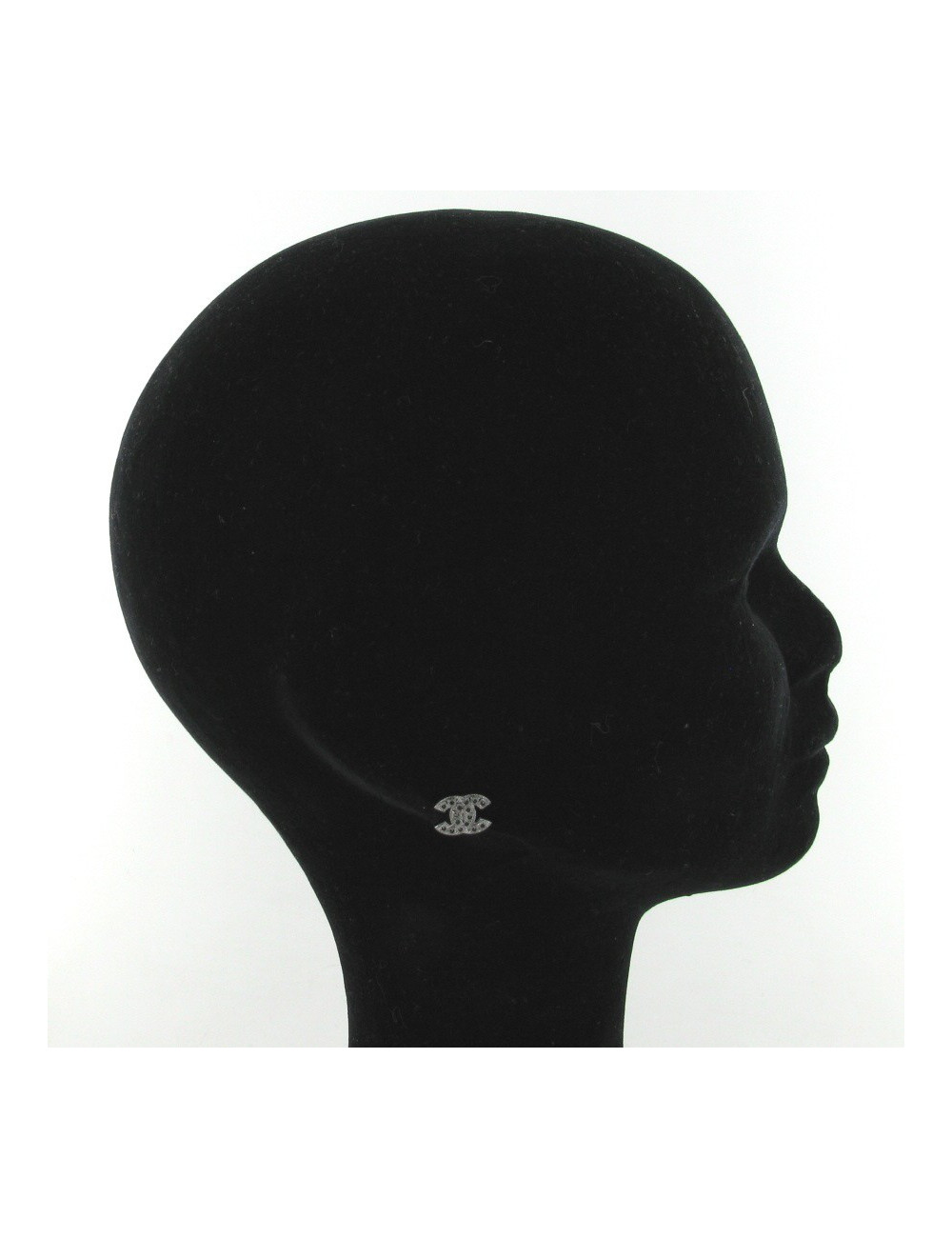 Clous d'oreilles CC ruthénium et strass noirs CHANEL