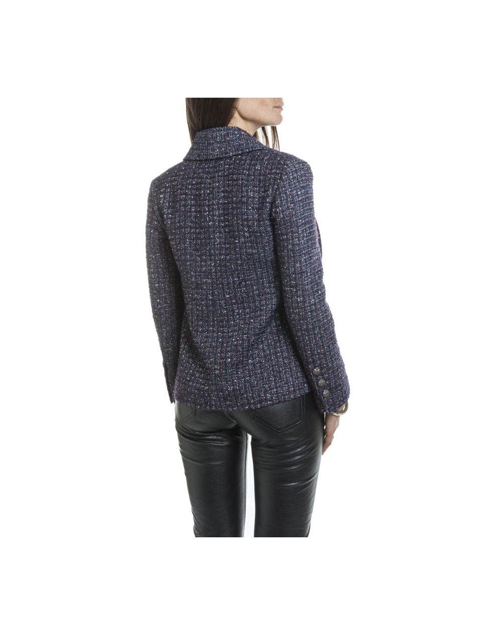 CHANEL T 34 Tweed jacket and silver threads