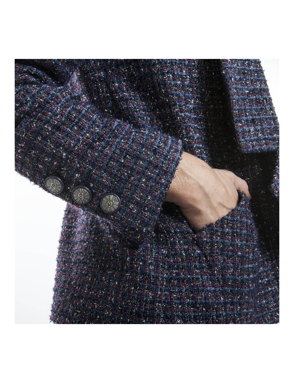 Veste CHANEL T 34 Tweed et fils d'argent