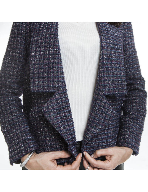 CHANEL T 34 Tweed jacket and silver threads
