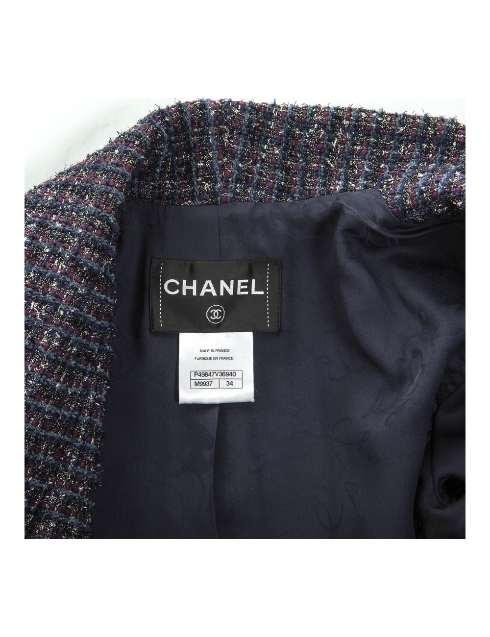 Veste CHANEL T 34 Tweed et fils d'argent