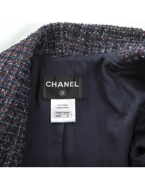 Veste CHANEL T 34 Tweed et fils d'argent