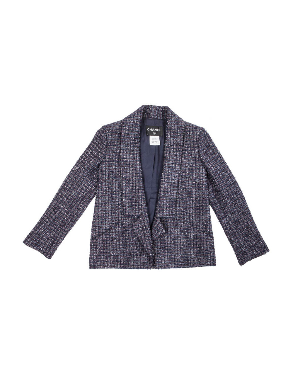 CHANEL T 34 Tweed jacket and silver threads