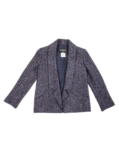 CHANEL T 34 Tweed jacket and silver threads