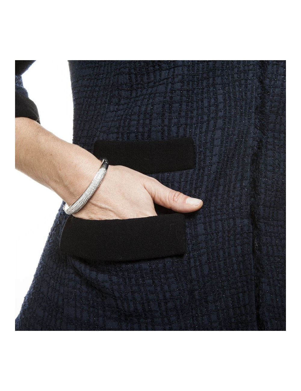 Veste CHANEL T 40 tweed bleu nuit