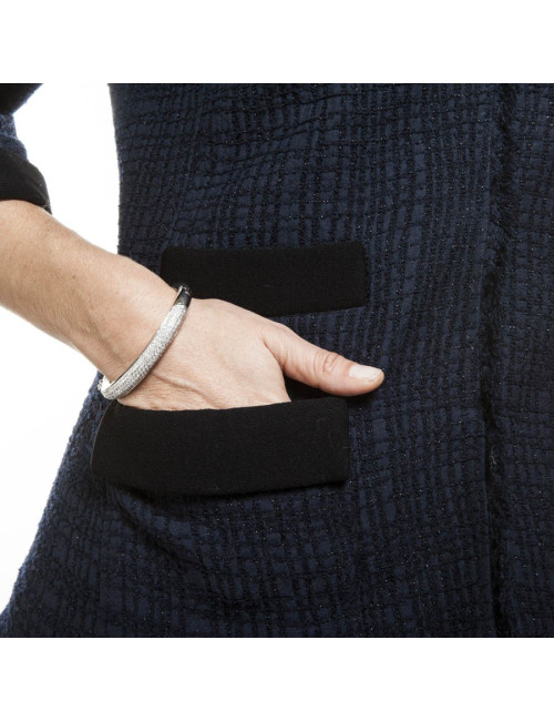 CHANEL T 40 en blue tweed jacket night