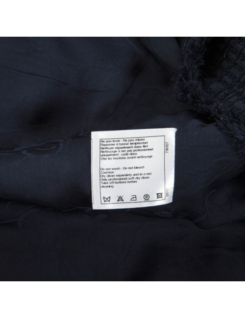 CHANEL T 40 en blue tweed jacket night