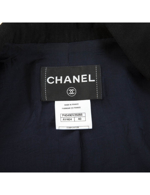 Veste CHANEL T 40 tweed bleu nuit