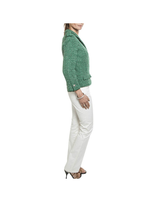 CHANEL T 36 jacket and pants green and white together