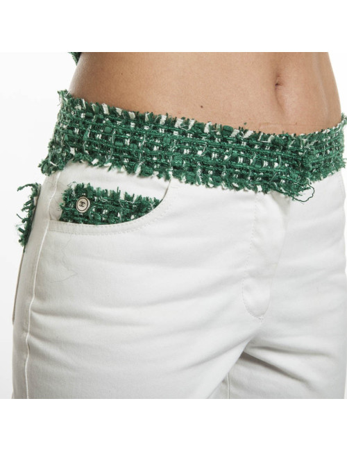 CHANEL T 36 jacket and pants green and white together