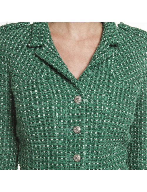 Ensemble CHANEL T 36 veste et pantalon vert et blanc