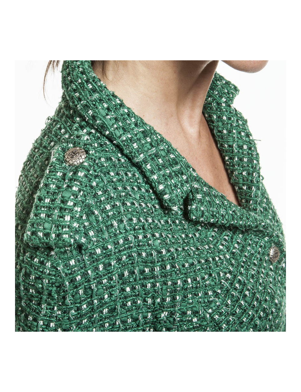 CHANEL T 36 jacket and pants green and white together