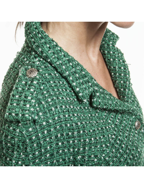 Ensemble CHANEL T 36 veste et pantalon vert et blanc