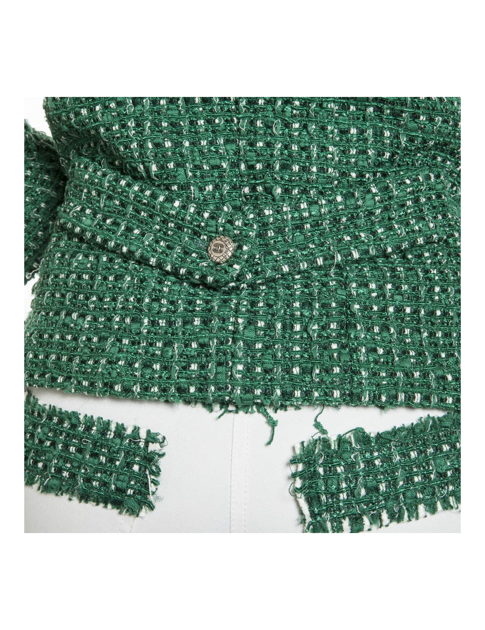 Ensemble CHANEL T 36 veste et pantalon vert et blanc