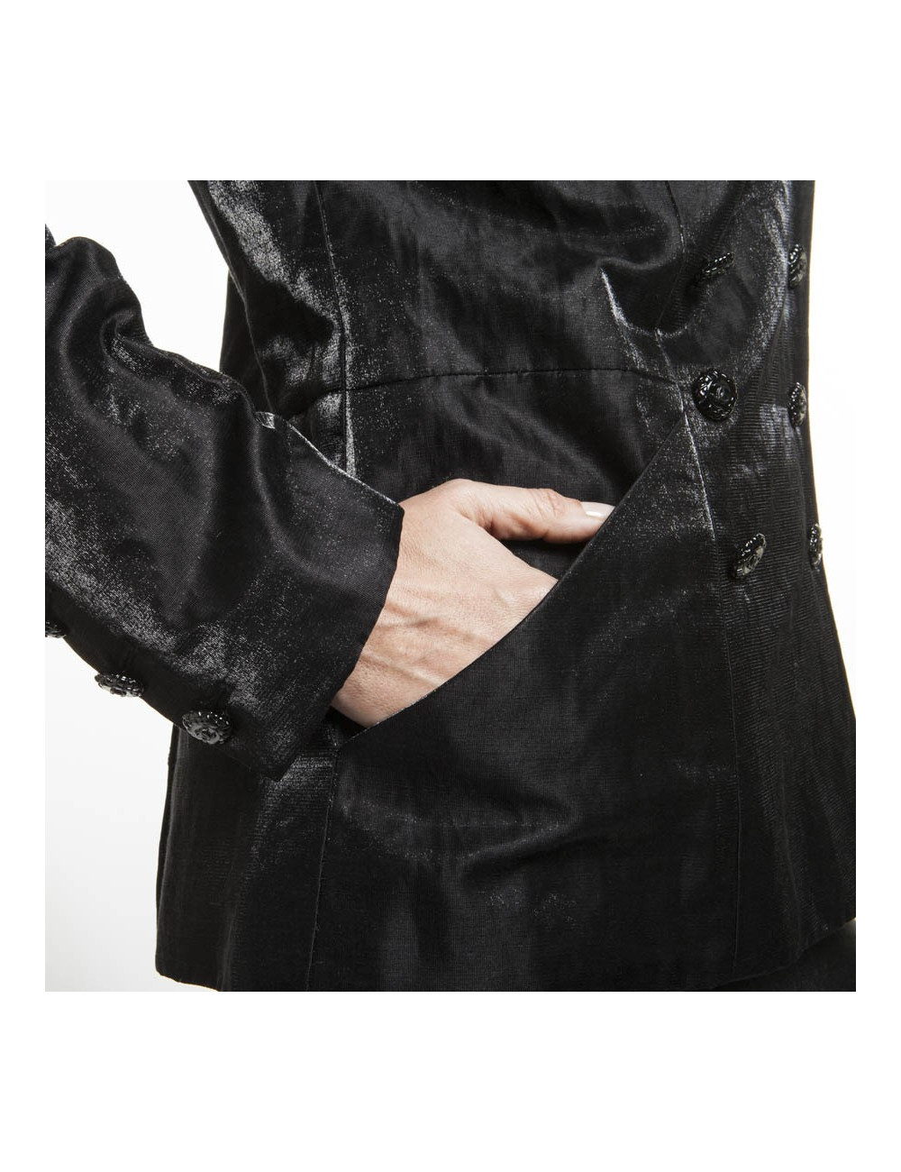 Blazer CHANEL T 40 fr en lin et nylon noir