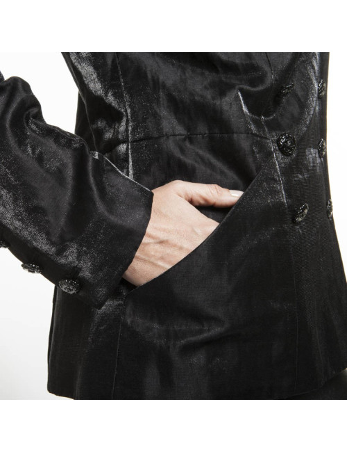 Blazer CHANEL T 40 fr en lin et nylon noir