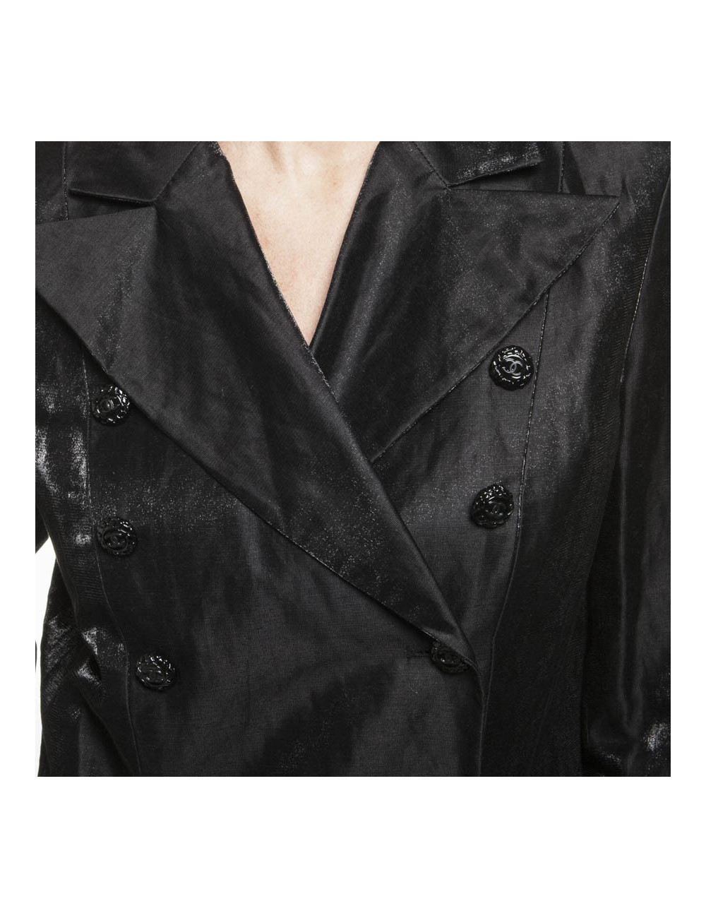 Blazer CHANEL T 40 fr en lin et nylon noir