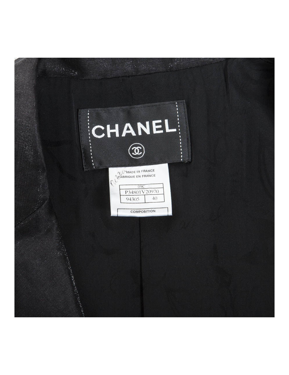 Blazer CHANEL T 40 fr en lin et nylon noir