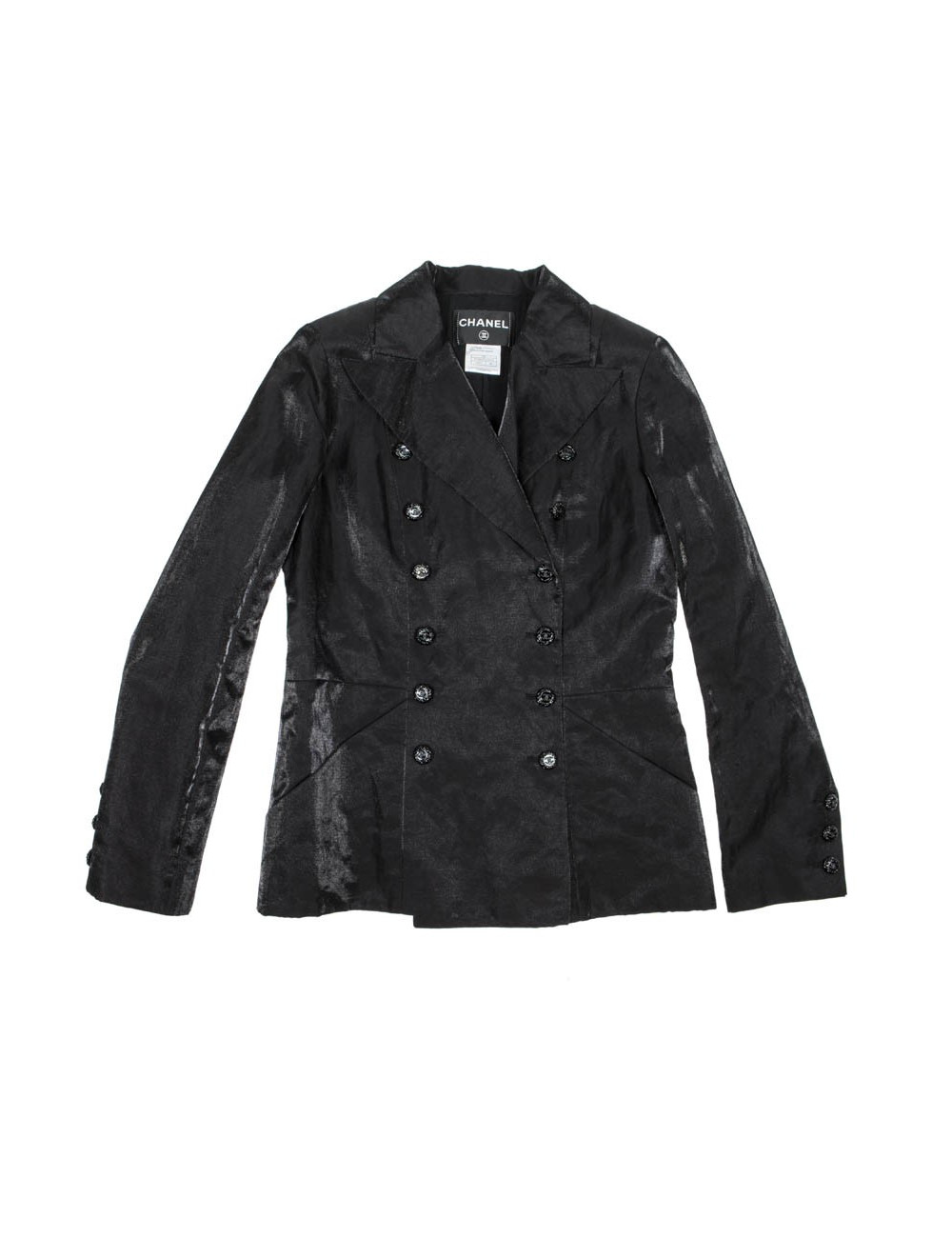 Blazer CHANEL T 40 fr en lin et nylon noir